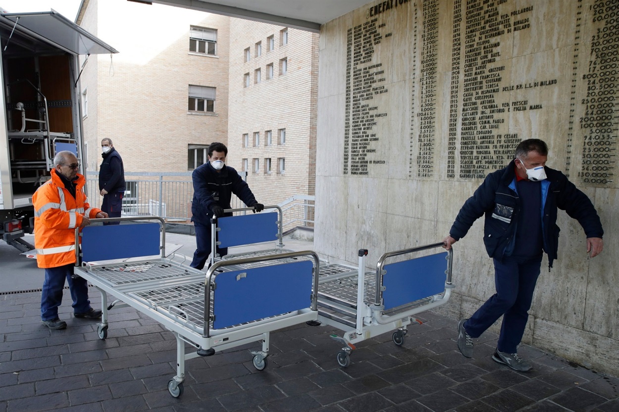 New beds arriving last month at a hospital in Codogno, near Lodi in Northern Italy