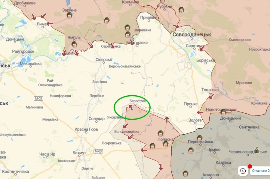 Карта Бойових дій на 12:02 25.05.2022