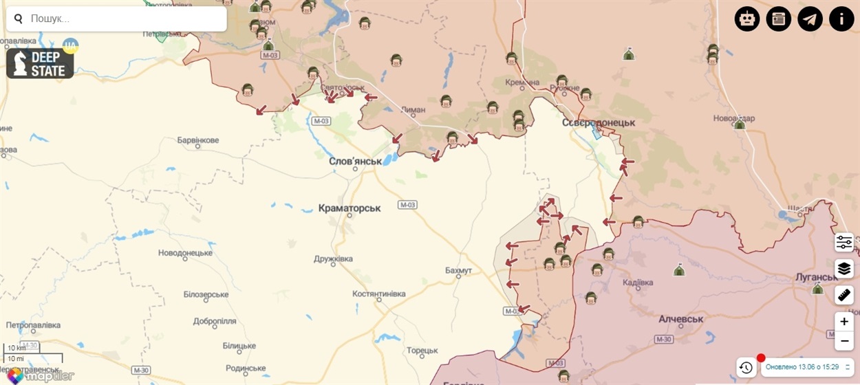 карта бойових дій на 14.06.2022