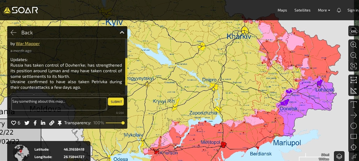Карта бойових дій в Україні