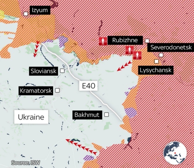 Карта бойових дій на сході України на 5.07.2022