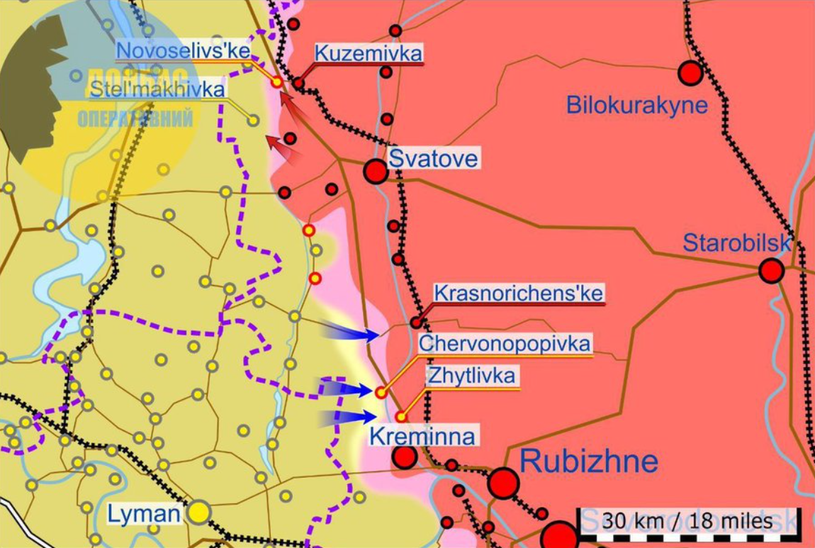 Карта бойових дій біля Кремінної