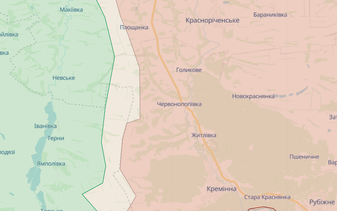 Невське, Червонопопівка й Площанка на карті