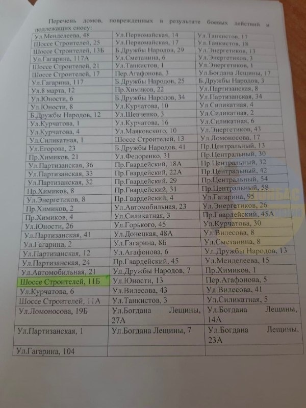 З'явився список будинків, що окупанти планують знести у Сєвєродонецьку, 11.11.2023   