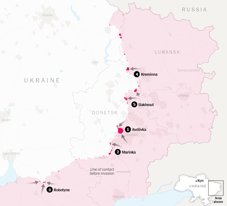 За повідомленням The New York Times, російські окупанти наступають на Кремінському напрямку, 19.02.2024